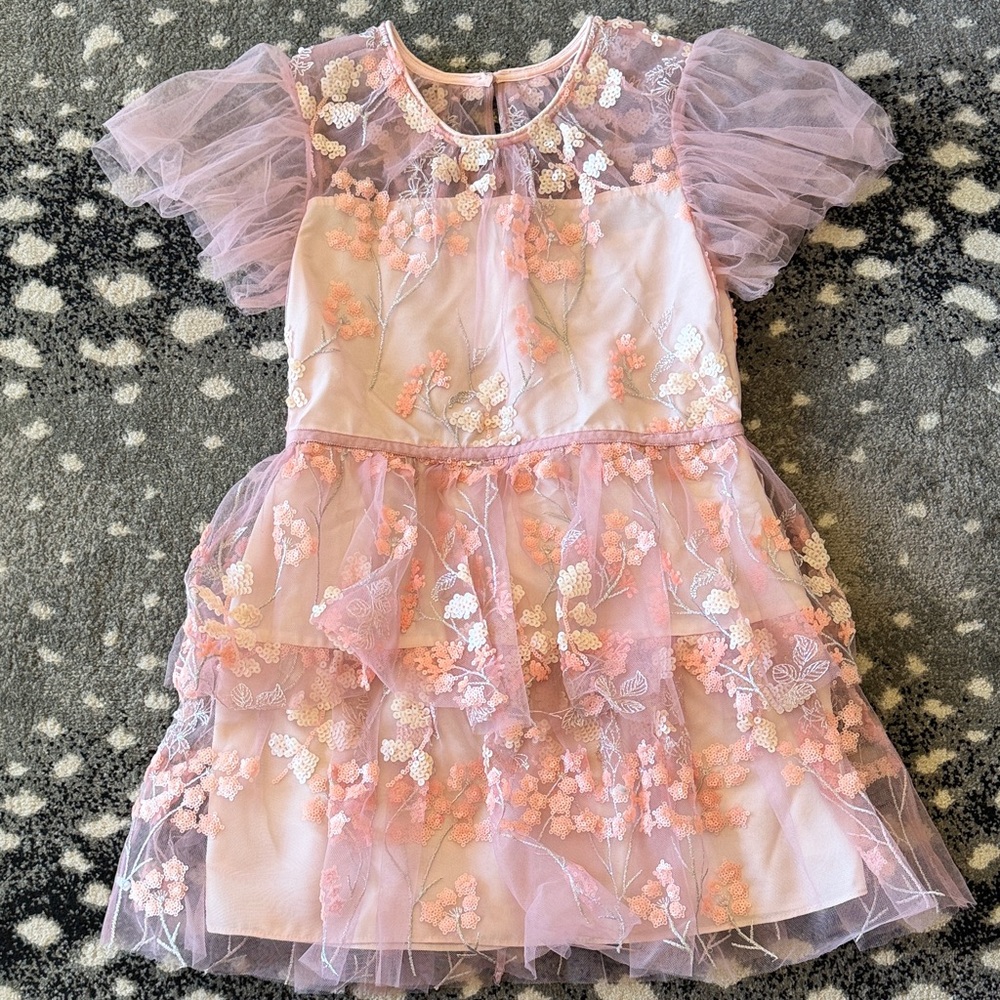 (Like New) Self-Portrait Pink Dress with Sequins